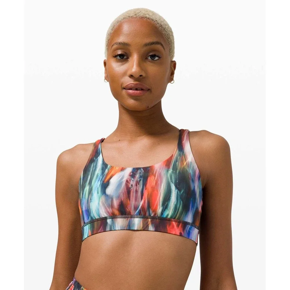 Lululemon Energy Bra Medium Support Chroma Fusion 12 Workout Gym Eclectic Yoga